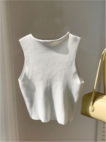 Milumia Women's Bow Front Sweater Vest Cut Out Knit Tank Top in Saudi Arabia
