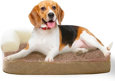 Small Medium Dog Bed, Washable Dog Bed with Removable Cover and Nonskid Bottom, Fuzzy Warm Dog Bed Indoor with Neck Pillow for Dog Cat Sleeping, 30x20 Inches in Saudi Arabia