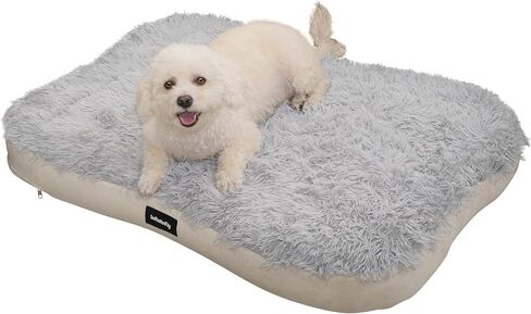 Dog Bed Washable Pet Bed with Waterproof Air Mattress (Fluffy Plush, L-41.3x29.5x4.7in) in Saudi Arabia