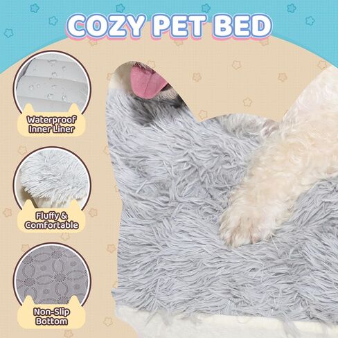 Dog Bed Washable Pet Bed with Waterproof Air Mattress (Fluffy Plush, L-41.3x29.5x4.7in) in Saudi Arabia