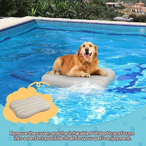 Dog Bed Washable Pet Bed with Waterproof Air Mattress (Fluffy Plush, L-41.3x29.5x4.7in) in Saudi Arabia