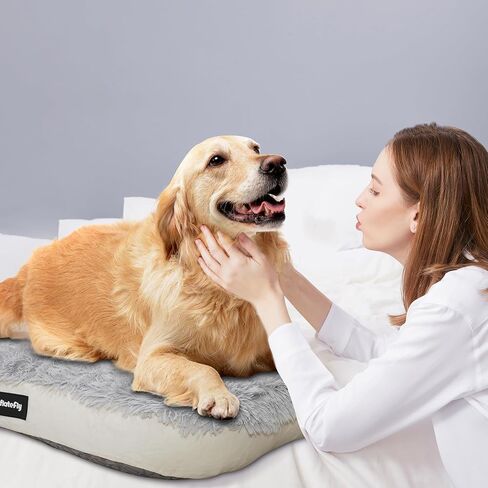 Dog Bed Washable Pet Bed with Waterproof Air Mattress (Fluffy Plush, L-41.3x29.5x4.7in) in Saudi Arabia