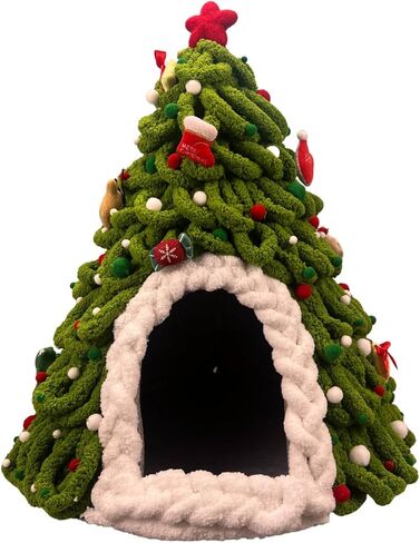 Christmas Tree Cat House, DIY Felt Christmas Tree Cat Bed Set with Decoration, Hideaway House for Cats and Kittens, Make Your Own Pet Indoor Teepee, Christmas Decorations for Family and Friends (A) in Kuwait