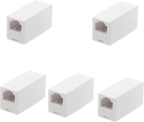 مقرنة RJ11، مقرنة مستقيمة للهاتف RJ11 6P4C مضمنة كيستون جاك أنثى إلى أنثى محول تمديد سلك كابل الهاتف المستقيم (أسود 5pack) in Kuwait