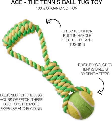 Organic Cotton Pull and Chew Dog Toys for All Pet Breeds, Blue, One Size in Kuwait
