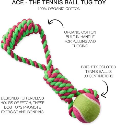 Organic Cotton Pull and Chew Dog Toys for All Pet Breeds, Blue, One Size in Kuwait