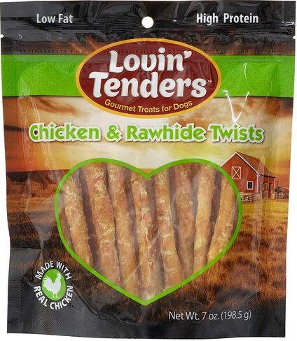 Lovin' Tenders Chicken Breast & Biscuits Dog Treats 7 oz with 4 inch Cadet Pressed Rawhide Bone in Saudi Arabia