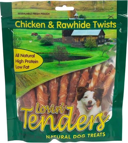 Lovin' Tenders Chicken Breast & Biscuits Dog Treats 7 oz with 4 inch Cadet Pressed Rawhide Bone in Saudi Arabia