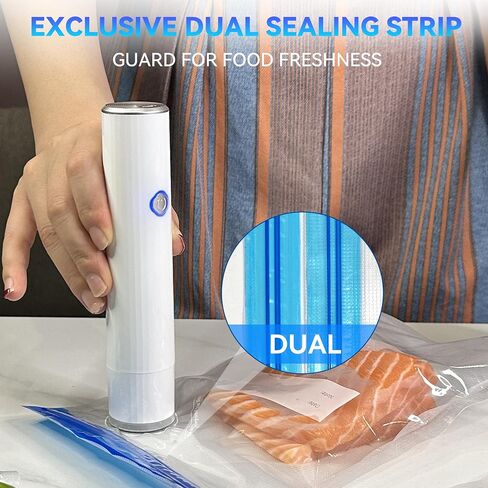 Portable Cordless Handheld Vacuum Sealer with Vacuum Bags - Automatic Pump for Food Preservation, Type-C Charging, Includes (1 Pump+ 5 Large Bags+ and 5 Medium Bags) in Saudi Arabia