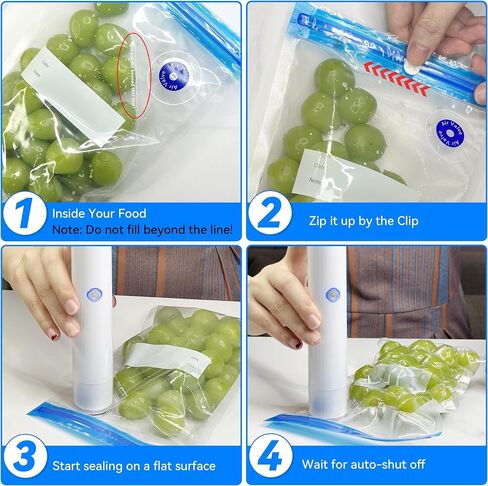 Portable Cordless Handheld Vacuum Sealer with Vacuum Bags - Automatic Pump for Food Preservation, Type-C Charging, Includes (1 Pump+ 5 Large Bags+ and 5 Medium Bags) in Saudi Arabia