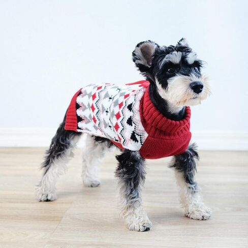 Tangpan Classic Bow-Knot Festive Knit Turtleneck Pet Dog Sweater Fair Isle Puppy Clothes Apparel（Red,M in Saudi Arabia