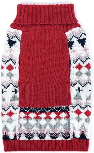 Tangpan Classic Bow-Knot Festive Knit Turtleneck Pet Dog Sweater Fair Isle Puppy Clothes Apparel（Red,M in Saudi Arabia