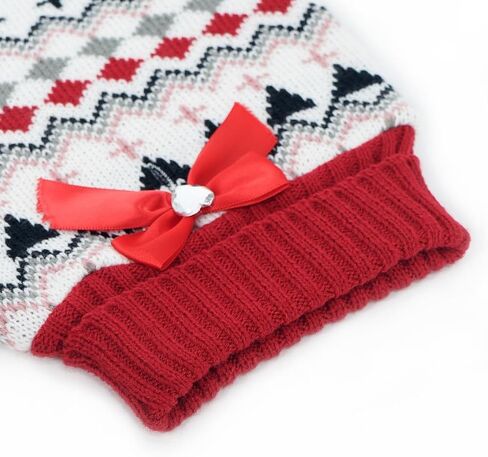 Tangpan Classic Bow-Knot Festive Knit Turtleneck Pet Dog Sweater Fair Isle Puppy Clothes Apparel（Red,M in Saudi Arabia