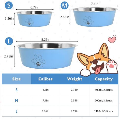 2PCS Stainless Steel Dog Bowls, 27 OZ Non-Slip Puppy Bowls with Suction Cup Silicone Bottom Large Capacity Metal Cat Food and Water Bowls Rubber Base Pet Dish for Small Medium Large Cats Dogs in Saudi Arabia