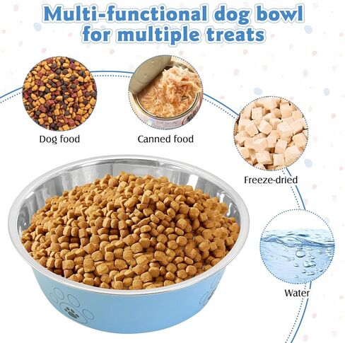 2PCS Stainless Steel Dog Bowls, 27 OZ Non-Slip Puppy Bowls with Suction Cup Silicone Bottom Large Capacity Metal Cat Food and Water Bowls Rubber Base Pet Dish for Small Medium Large Cats Dogs in Saudi Arabia