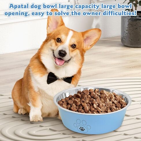 2PCS Stainless Steel Dog Bowls, 27 OZ Non-Slip Puppy Bowls with Suction Cup Silicone Bottom Large Capacity Metal Cat Food and Water Bowls Rubber Base Pet Dish for Small Medium Large Cats Dogs in Saudi Arabia