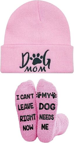 Cat Lover Gifts for Women, Cute Cat Beanie Winter Hat and Funny Socks for Teenage Teen Girl Mom Owners Pink in Kuwait