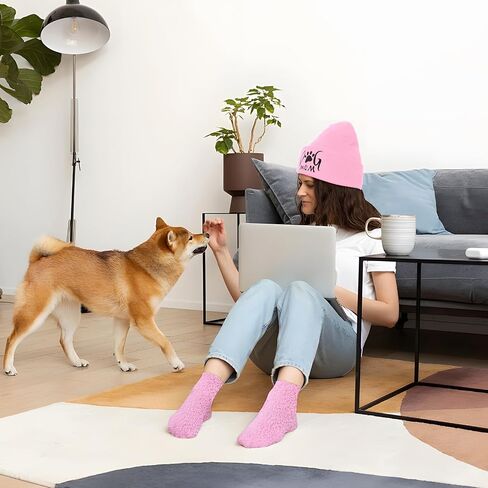 Cat Lover Gifts for Women, Cute Cat Beanie Winter Hat and Funny Socks for Teenage Teen Girl Mom Owners Pink in Kuwait