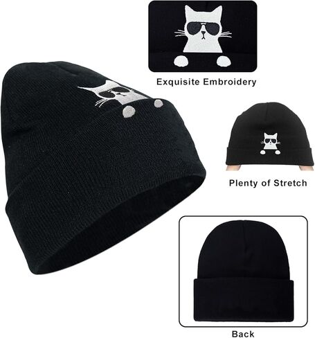 هدايا لمحبي القطط للنساء، قبعة شتوية لطيفة للقطط وجوارب مضحكة لأصحاب الأمهات المراهقات باللون الوردي in Kuwait