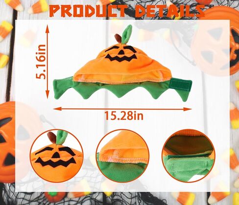 Cat Halloween Pumpkin Costume Dog, Adjustable Orange Pet Leaves Pumpkin Cap for Halloween Cosplay Costume Puppy Kitten Party Dress Up for Puppy Kitty Halloween Cosplay Costume in Saudi Arabia