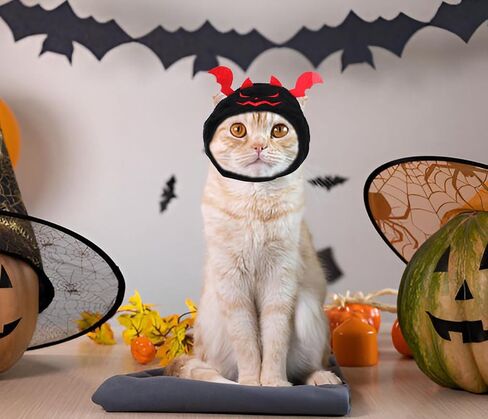 Cat Halloween Pumpkin Costume Dog, Adjustable Orange Pet Leaves Pumpkin Cap for Halloween Cosplay Costume Puppy Kitten Party Dress Up for Puppy Kitty Halloween Cosplay Costume in Saudi Arabia