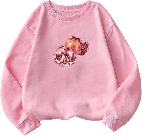 GORGLITTER Women's Cherry Bow Sweatshirt Crewneck Long Sleeve Cute Oversized Pullover Top Fall Fashion Fall Fashion in Saudi Arabia