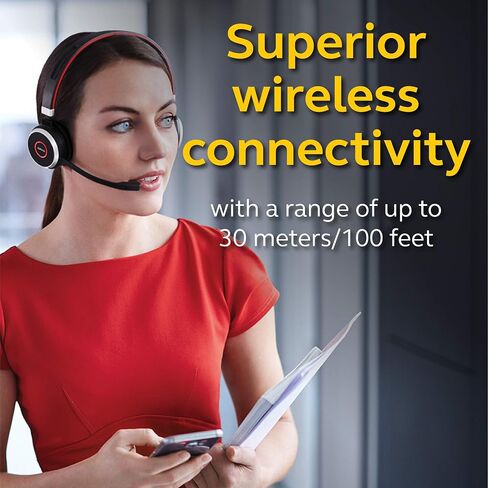 سماعة رأس ستيريو لاسلكية Jabra Evolve 65 UC - تتضمن محول Link 370 USB - سماعة رأس بلوتوث مع أداء لاسلكي رائد في الصناعة، وإلغاء الضوضاء السلبية (متجددة) in Saudi Arabia