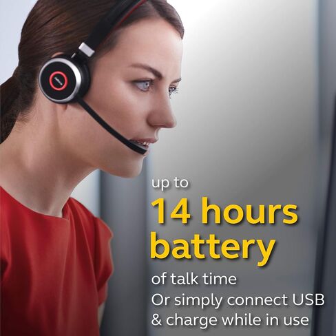 سماعة رأس ستيريو لاسلكية Jabra Evolve 65 UC - تتضمن محول Link 370 USB - سماعة رأس بلوتوث مع أداء لاسلكي رائد في الصناعة، وإلغاء الضوضاء السلبية (متجددة) in Saudi Arabia