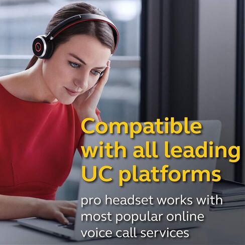 سماعة رأس ستيريو لاسلكية Jabra Evolve 65 UC - تتضمن محول Link 370 USB - سماعة رأس بلوتوث مع أداء لاسلكي رائد في الصناعة، وإلغاء الضوضاء السلبية (متجددة) in Saudi Arabia