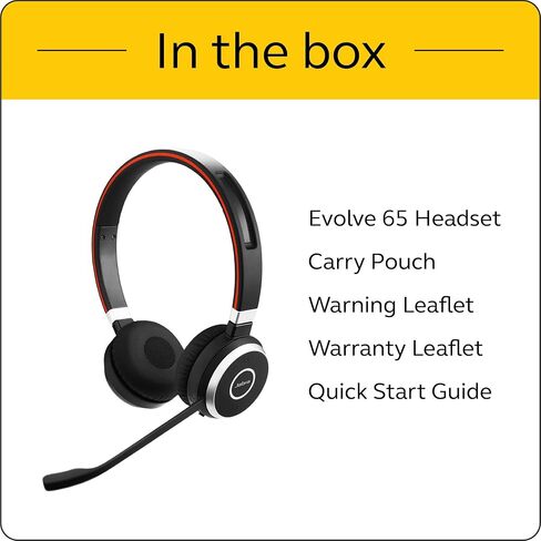 سماعة رأس ستيريو لاسلكية Jabra Evolve 65 UC - تتضمن محول Link 370 USB - سماعة رأس بلوتوث مع أداء لاسلكي رائد في الصناعة، وإلغاء الضوضاء السلبية (متجددة) in Saudi Arabia