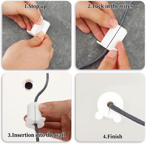 Cable Grommet Routing Kit for Starlink, 4 PCS Rubber Cable Grommet Silicone Wall Grommets for Cables Wall Cable Pass Through Wall Hole Cover for 1" Cable Router Ethernet Cable Adapter Wall Hole, White in Saudi Arabia