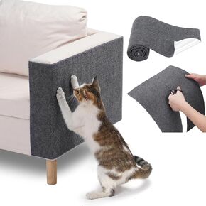 Uross Cat Couch Protector -100"x15.8"Cat Scratcher Couch Pad Cat Furniture Protector Sofa Couch Corner Protectors for Cats DIY Self Adhesive Cat Scratching Mat for Cat Tree Shelves Post Wall-Lightgrey