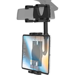 Car Rearview Mirror Tablet Holder for 4.7"-13" Phone & iPad - 360°Rotatable and Retractable, Rear View Mirror Tablet Mount, Compatible with iPad Pro/Air/Mini, Galaxy Tab, iPhone, Tablets