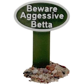 CTWPets Aquarium Betta Sign Funny, Sinking Fish Tank Decor, Betta Fish (Green, No Fins No Entry)