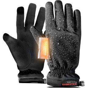 Heated Kids Winter Gloves with Hand Warmer Compartment, Triple Layer Insulated with Warm Fleece (-20F)