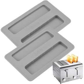 Mellbree Silicone Toaster Cover - 2 Pack Dustproof & Heat-Resistant Lid for 2 Slice Toasters, Bread Maker Cover, Toaster Accessories for Clean & Organized Kitchen, Grey