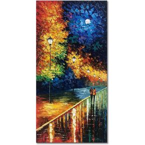 Alenoss Hand Painted Modern Oil Paintings on Canvas Wall Art Vertical Abstract Painting Large Contemporary Wall Art Textrued Wall Painting for Living Room Bedroom