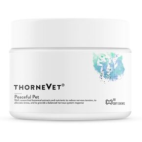 ThorneVet Peaceful Pet Calming Chews for Dogs & Cats - Soft Chews with Calming Nutrients & Botanicals to Support a Healthy Nervous System - Bacon Flavor Dog Treats with Amino Acids & Vitamins - 90 ct