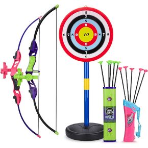 Contixo BA1 Kids Simulation Bow and Arrow Set, Infrared Aiming Archery Toy with 2 Bows, 2 Arrow Cases, 10 Arrows and 1 Target, Indoor & Outdoor Kids Toys for Children Boys Girls, Christmas Birthday