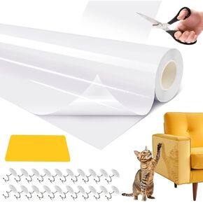 Cat Scratch Furniture Protector - 196.8"x11.8" Couch Protector from Cat Claws - Cat Scratch Deterrent for Furniture - Anti-Scratch Sofa Clear Protectors for Pet - Single Side Cat Tape for Door Wall