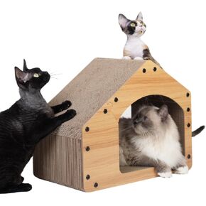 Nekosan Cat Scratcher House, Large Cardboard Cat Scratcher, Vertical Cat Scratcher, 19.3x10.6x15.7 inch Large, Cat Scratching Post for Indoor Cats, Cat Scracther Mansion