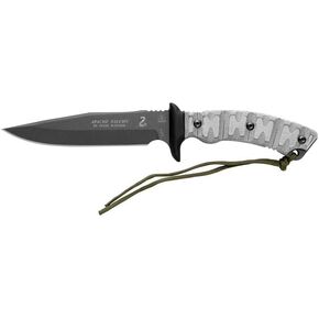 Tops Knives TPAFAL01: Apache Falcon Fixed Blade - Black Ballistic Nylon Sheath - Black Linen Micarta Handle