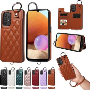 Wallet Cover for Samsung Galaxy A52/A52S 5G with Detachable Wrist Strap PU Leather Credit Casd Holder Slots Ring Buckle Flip Purse Stand Phone Case for A 52 S 4G G5 52A S52 52S Women Rose Gold