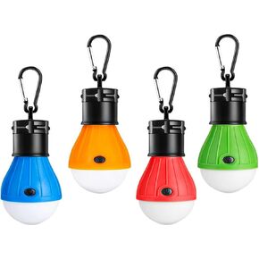 Pack of 4 NUZAMAS Portable Tent Lamp LED Tent Lamp Waterproof Emergency Light with Carabiner Tent Lamp Bulb Set Portable Camping Lantern for Camping Adventure Fishing Garage