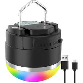 Rechargeable LED Camping Lantern, 1000LM Portable Camping Tent Light with RGB Light, Mini Flashlight with Magnetic Base, Hanging Light for Camp, Home,Emergency, Hiking, Camping Essentials