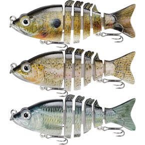 GOTOUR Fishing Lures for Freshwater or Saltwater, Easy to Use for Family Fishing Beginner and Pros, Most Lifelike Jointed Swimbait，Slow Sinking Bass Pike Panfish Walleye Lures, Fishing Gifts for Men