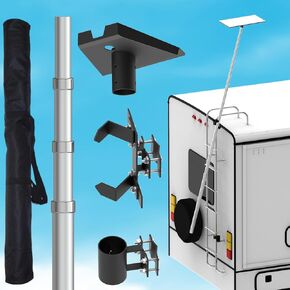 Starlink Gen 3 RV Ladder Pole Mount Kit - 11ft Telescoping Pole with Adapter for Starlink Gen 3 & Adjustable Mounting Kit for Attach The Pole to The Ladder - Fits 0.5 to 1.2 Inch Round Ladder Rails