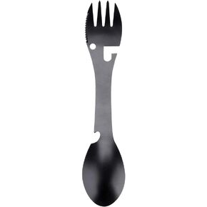 Camping Utensil, 5 in 1 Portable Multifunction Spoon Fork Bottle Can Opener Sawtooth Cutter For Camping Picnic