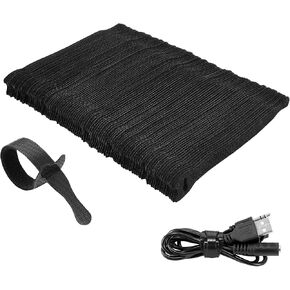 Trilancer 33Ft x 0.79In Reusable Cable Ties, Adjustable Hook and Loop Straps with 50 Buckles, Cut to Length, Ideal for Wire Management, Cord Organizer, and Cable Straps, Black