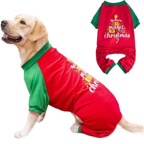 EXPAWLORER Dog Christmas Pajamas for Medium Large Dogs,Dog Christmas Outfit Clothes,Warm and Soft Stretchy Dog Winter Clothes Sweater,Xmas Pet Jumpsuit Holiday Costume PJS for Dogs Boy Girl